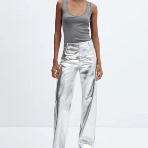 MANGO Metalised wideleg pants Size 1
